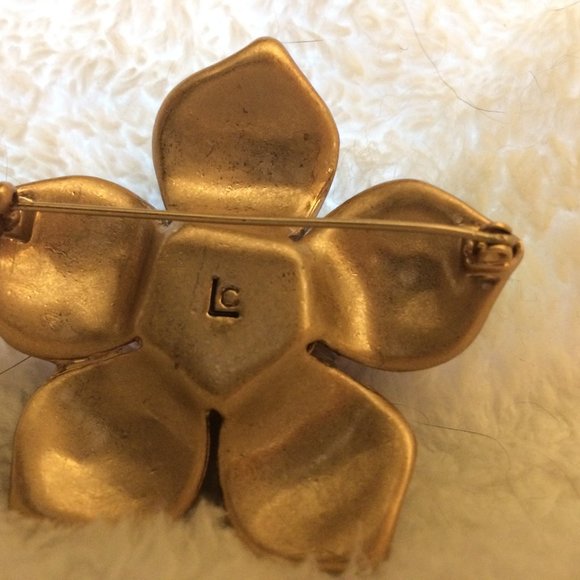 Liz Claiborne Flower Rhinestone Brooch - Picture 4 of 4